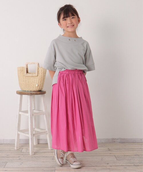 ikka（イッカ）の「【親子コーデ】鹿の子ワイドネックプルオーバー（120~160cm）（Tシャツ/カットソー・キッズ・ブルー/ライトグレー・120/130/140/150/160）」の5枚目の写真