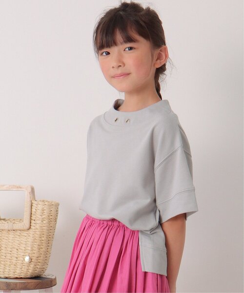 ikka（イッカ）の「【親子コーデ】鹿の子ワイドネックプルオーバー（120~160cm）（Tシャツ/カットソー・キッズ・ブルー/ライトグレー・120/130/140/150/160）」の6枚目の写真