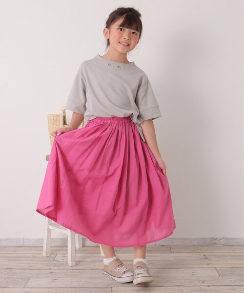 ikka（イッカ）の「【親子コーデ】鹿の子ワイドネックプルオーバー（120~160cm）（Tシャツ/カットソー・キッズ・ブルー/ライトグレー・120/130/140/150/160）」の8枚目の写真