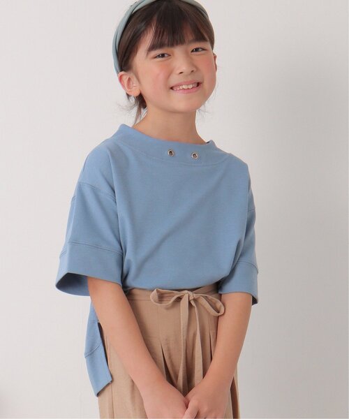 ikka（イッカ）の「【親子コーデ】鹿の子ワイドネックプルオーバー（120~160cm）（Tシャツ/カットソー・キッズ・ブルー/ライトグレー・120/130/140/150/160）」の10枚目の写真