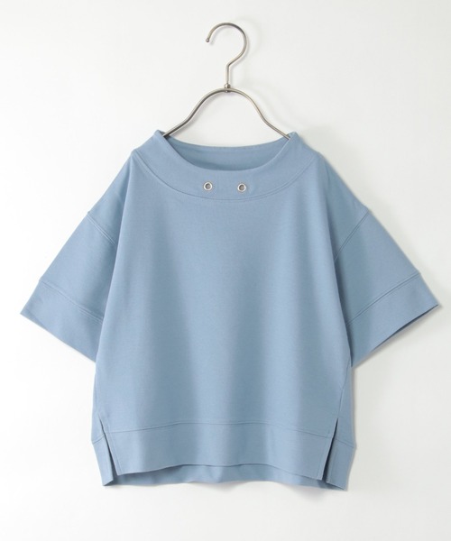 ikka（イッカ）の「【親子コーデ】鹿の子ワイドネックプルオーバー（120~160cm）（Tシャツ/カットソー・キッズ・ブルー/ライトグレー・120/130/140/150/160）」の2枚目の写真