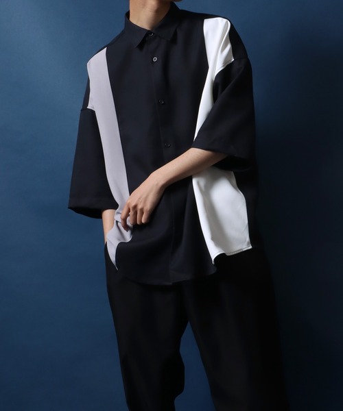 ANPAS(アンパス)の「ANPAS Twill Fabric Oversized Drop Shoulder Color Switching Shirt/ANPAS ツイル オーバーサイズ ドロップショルダー 配色切替 シャツ(シャツ/ブラウス・メンズ・ブラック系その他2/ブラック系その他/ホワイト系その他2/ホワイト系その他/ベージュ系その他/ホワイト系その他3・M/L)」の10枚目の写真