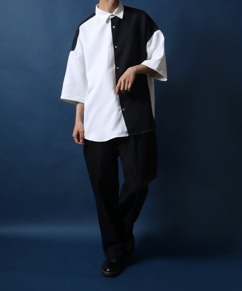 ANPAS(アンパス)の「ANPAS Twill Fabric Oversized Drop Shoulder Color Switching Shirt/ANPAS ツイル オーバーサイズ ドロップショルダー 配色切替 シャツ(シャツ/ブラウス・メンズ・ブラック系その他2/ブラック系その他/ホワイト系その他2/ホワイト系その他/ベージュ系その他/ホワイト系その他3・M/L)」の7枚目の写真