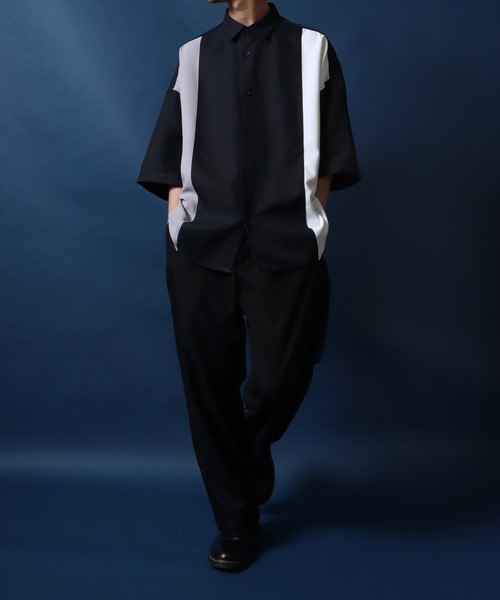 ANPAS(アンパス)の「ANPAS Twill Fabric Oversized Drop Shoulder Color Switching Shirt/ANPAS ツイル オーバーサイズ ドロップショルダー 配色切替 シャツ(シャツ/ブラウス・メンズ・ブラック系その他2/ブラック系その他/ホワイト系その他2/ホワイト系その他/ベージュ系その他/ホワイト系その他3・M/L)」の8枚目の写真