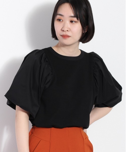 cepo(セポ)の「キリカエボリュームスリーブTee(Tシャツ/カットソー・レディース・ブラック/オフホワイト/ベージュ・M)」の2枚目の写真