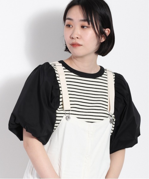 cepo(セポ)の「キリカエボリュームスリーブTee(Tシャツ/カットソー・レディース・ブラック/オフホワイト/ベージュ・M)」の4枚目の写真