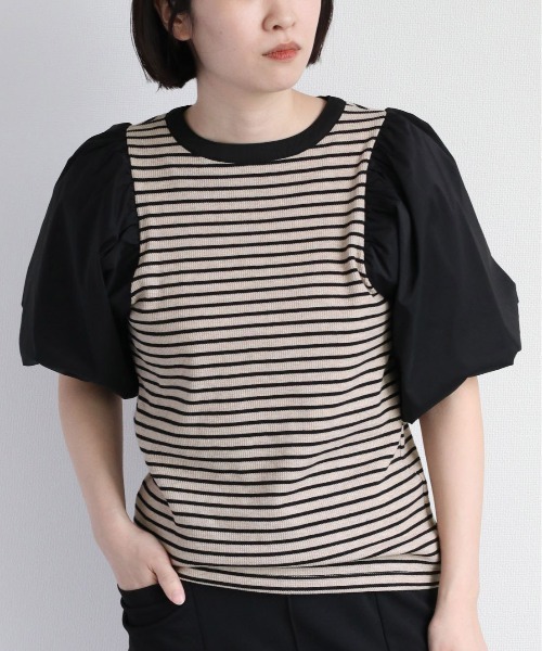 cepo(セポ)の「キリカエボリュームスリーブTee(Tシャツ/カットソー・レディース・ブラック/オフホワイト/ベージュ・M)」の19枚目の写真