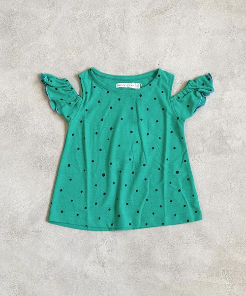 CALMIA（カルミア）の「オフショルダーカットソー(90～150cm)（Tシャツ/カットソー・キッズ・ベージュ/グリーン/レッド/ピンク/ライトブルー・90/100/110/120/130/140/150）」の6枚目の写真