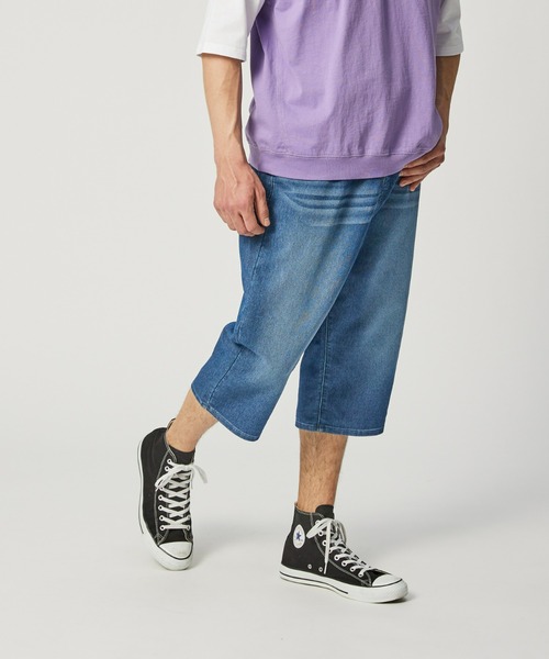 BACK NUMBER（バックナンバー）の「BACK NUMBER(バックナンバー)メッシュデニムクロップド（その他パンツ・メンズ・ダークインディゴブルー/オフホワイト/ライトインディゴブルー・S/M/L/XL）」の10枚目の写真