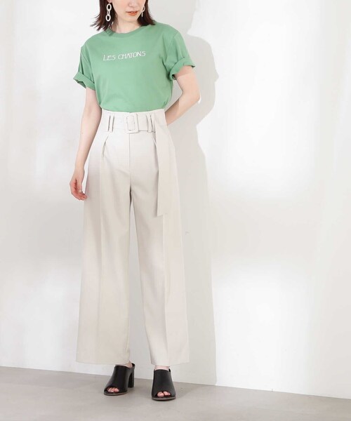 N.（N. Natural Beauty Basic）（エヌエヌナチュラルビューティーベーシック）の「◆バックルベルト付ハイウエストワイドパンツ（スラックス・レディース・ベージュ/オフホワイト・MEDIUM）」の14枚目の写真