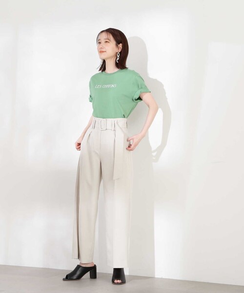 N.（N. Natural Beauty Basic）（エヌエヌナチュラルビューティーベーシック）の「◆バックルベルト付ハイウエストワイドパンツ（スラックス・レディース・ベージュ/オフホワイト・MEDIUM）」の16枚目の写真