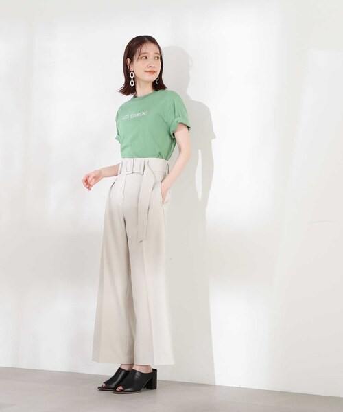 N.（N. Natural Beauty Basic）（エヌエヌナチュラルビューティーベーシック）の「◆バックルベルト付ハイウエストワイドパンツ（スラックス・レディース・ベージュ/オフホワイト・MEDIUM）」の18枚目の写真