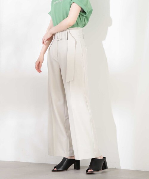 N.（N. Natural Beauty Basic）（エヌエヌナチュラルビューティーベーシック）の「◆バックルベルト付ハイウエストワイドパンツ（スラックス・レディース・ベージュ/オフホワイト・MEDIUM）」の19枚目の写真
