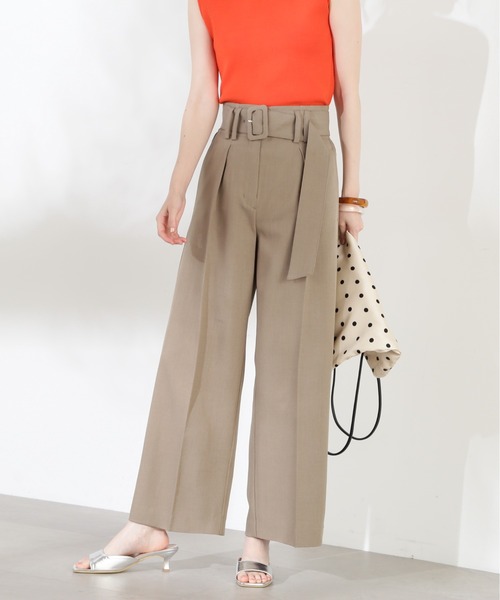 N.（N. Natural Beauty Basic）（エヌエヌナチュラルビューティーベーシック）の「◆バックルベルト付ハイウエストワイドパンツ（スラックス・レディース・ベージュ/オフホワイト・MEDIUM）」の13枚目の写真