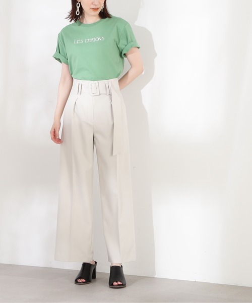 N.（N. Natural Beauty Basic）（エヌエヌナチュラルビューティーベーシック）の「◆バックルベルト付ハイウエストワイドパンツ（スラックス・レディース・ベージュ/オフホワイト・MEDIUM）」の3枚目の写真