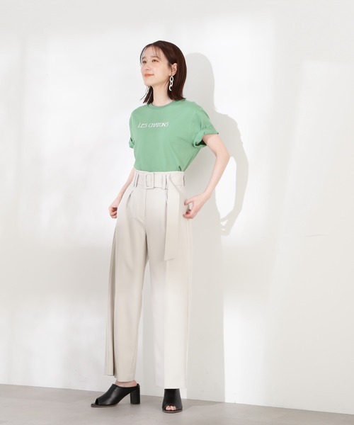 N.（N. Natural Beauty Basic）（エヌエヌナチュラルビューティーベーシック）の「◆バックルベルト付ハイウエストワイドパンツ（スラックス・レディース・ベージュ/オフホワイト・MEDIUM）」の5枚目の写真