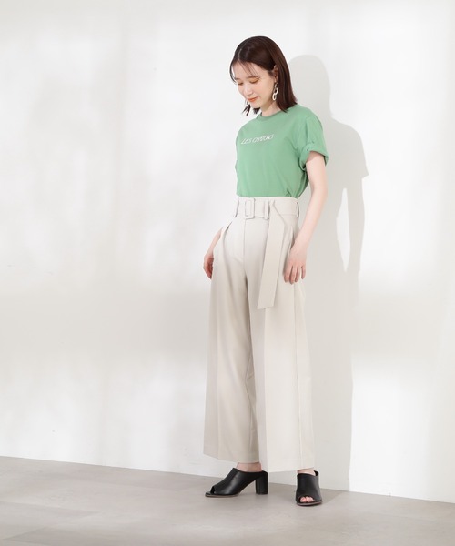 N.（N. Natural Beauty Basic）（エヌエヌナチュラルビューティーベーシック）の「◆バックルベルト付ハイウエストワイドパンツ（スラックス・レディース・ベージュ/オフホワイト・MEDIUM）」の6枚目の写真