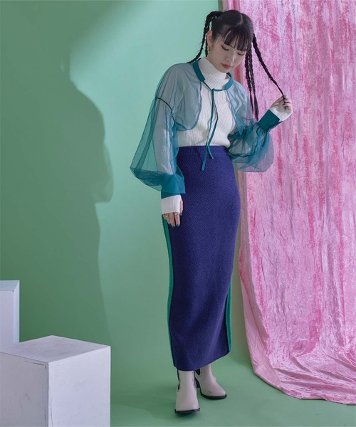 miette(ミエット)の「ボリュームスリーブチュールシアーボレロ(シャツ/ブラウス・レディース・ブラック/ベージュ/ブルー/グレー/バーガンディー・FREE)」の16枚目の写真