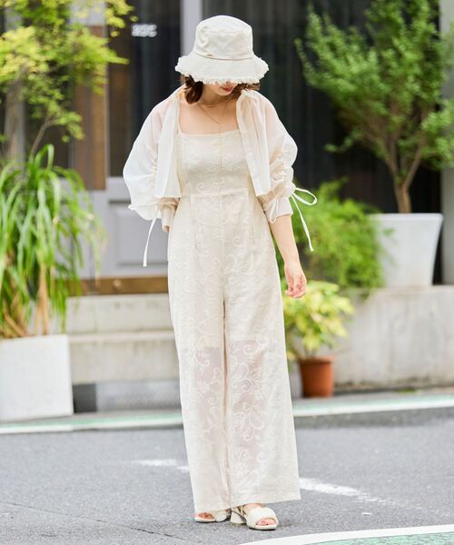 MAJESTIC LEGON（マジェスティックレゴン）の「バックリボンキャミサロペット（サロペット/オーバーオール・レディース・ブラック系その他/ホワイト系その他2・MEDIUM）」の7枚目の写真