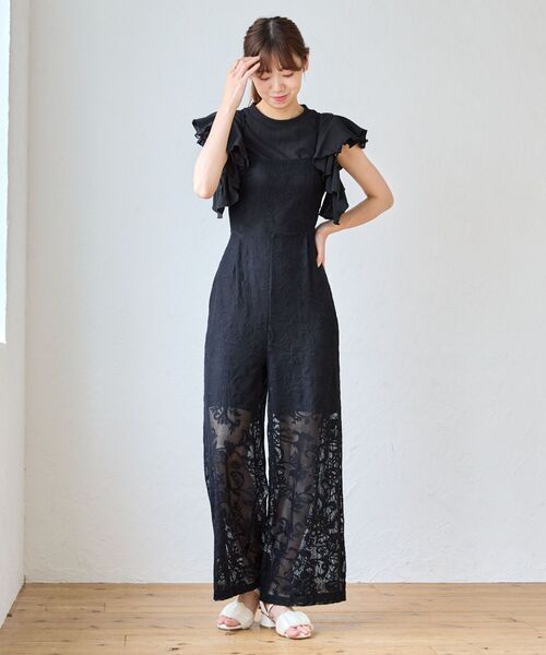 MAJESTIC LEGON（マジェスティックレゴン）の「バックリボンキャミサロペット（サロペット/オーバーオール・レディース・ブラック系その他/ホワイト系その他2・MEDIUM）」の12枚目の写真