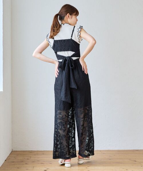 MAJESTIC LEGON（マジェスティックレゴン）の「バックリボンキャミサロペット（サロペット/オーバーオール・レディース・ブラック系その他/ホワイト系その他2・MEDIUM）」の15枚目の写真