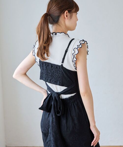 MAJESTIC LEGON（マジェスティックレゴン）の「バックリボンキャミサロペット（サロペット/オーバーオール・レディース・ブラック系その他/ホワイト系その他2・MEDIUM）」の17枚目の写真