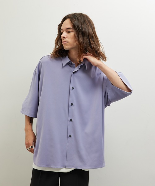 JUNRED（ジュンレッド）の「ドレープスリットビッグシャツ（シャツ/ブラウス・メンズ・ホワイト/ラベンダー/ブラック・L/M/S）」の12枚目の写真