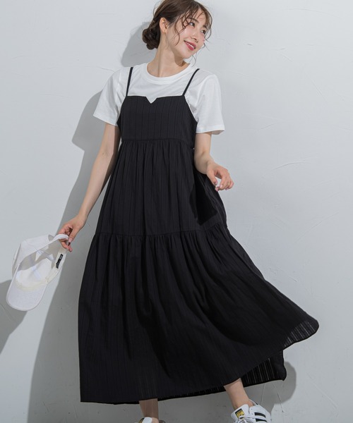 VICKY（ビッキー）の「【涼し気で夏にぴったり】ドビーストライプキャミワンピース《手洗い可能》（ワンピース・レディース・ホワイト/ブラック/ブルー・M）」の10枚目の写真