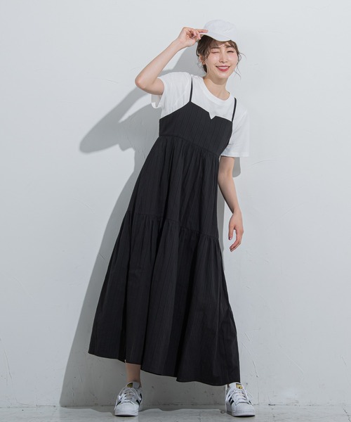 VICKY（ビッキー）の「【涼し気で夏にぴったり】ドビーストライプキャミワンピース《手洗い可能》（ワンピース・レディース・ホワイト/ブラック/ブルー・M）」の18枚目の写真