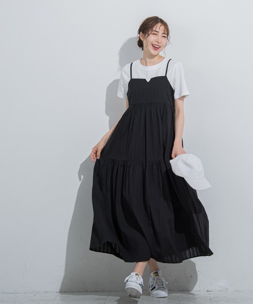 VICKY（ビッキー）の「【涼し気で夏にぴったり】ドビーストライプキャミワンピース《手洗い可能》（ワンピース・レディース・ホワイト/ブラック/ブルー・M）」の19枚目の写真