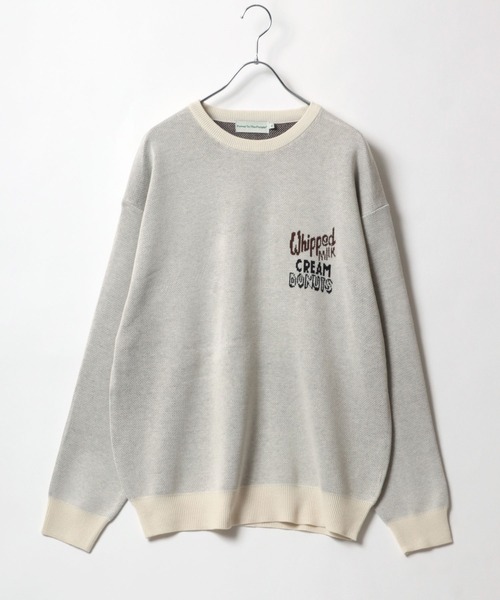 POWER TO THE PEOPLE(パワートゥーザピープル)の「POWER TO THE PEOPLE 古着風 アメリカンドーナッツショップデザイン ジャガード刺繍ニット レディース メンズ(ニット/セーター・レディース・アイボリー/オフホワイト/グリーン/ネイビー・M/L/LL)」の5枚目の写真