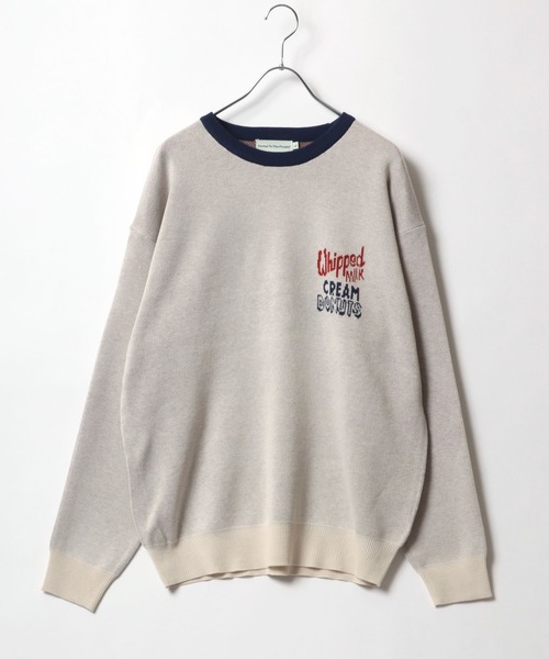 POWER TO THE PEOPLE(パワートゥーザピープル)の「POWER TO THE PEOPLE 古着風 アメリカンドーナッツショップデザイン ジャガード刺繍ニット レディース メンズ(ニット/セーター・レディース・アイボリー/オフホワイト/グリーン/ネイビー・M/L/LL)」の7枚目の写真