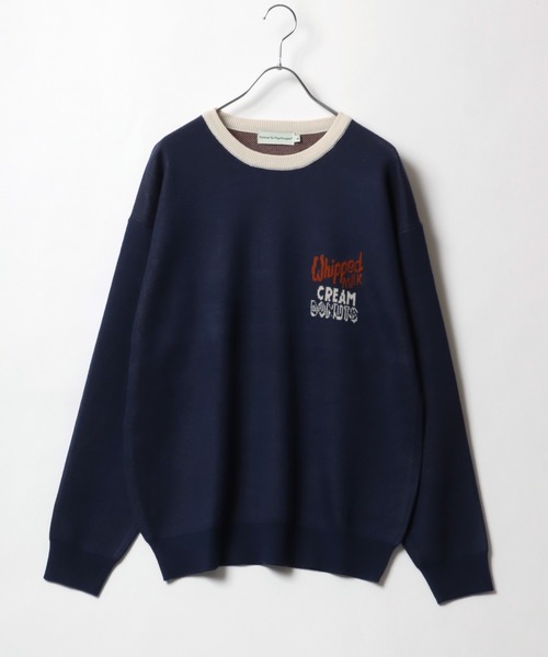 POWER TO THE PEOPLE(パワートゥーザピープル)の「POWER TO THE PEOPLE 古着風 アメリカンドーナッツショップデザイン ジャガード刺繍ニット レディース メンズ(ニット/セーター・レディース・アイボリー/オフホワイト/グリーン/ネイビー・M/L/LL)」の11枚目の写真