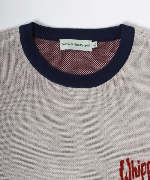 POWER TO THE PEOPLE(パワートゥーザピープル)の「POWER TO THE PEOPLE 古着風 アメリカンドーナッツショップデザイン ジャガード刺繍ニット レディース メンズ(ニット/セーター・レディース・アイボリー/オフホワイト/グリーン/ネイビー・M/L/LL)」の13枚目の写真