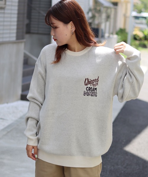 POWER TO THE PEOPLE(パワートゥーザピープル)の「POWER TO THE PEOPLE 古着風 アメリカンドーナッツショップデザイン ジャガード刺繍ニット レディース メンズ(ニット/セーター・レディース・アイボリー/オフホワイト/グリーン/ネイビー・M/L/LL)」の19枚目の写真