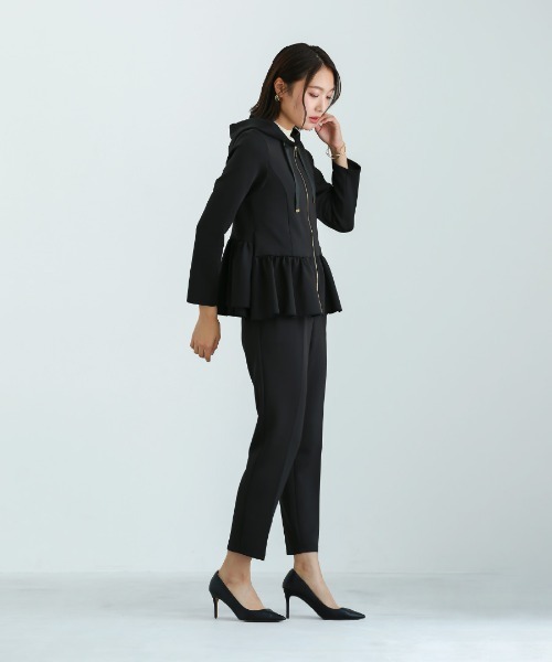 Emilyan（エミリアン）の「無敵のパーカー【洗える・UV CUT･ストレッチ・軽量・接触冷感】ハイストレッチダンボールニット・ティアードフリルパーカー（パーカー・レディース・ライトベージュ/グレイッシュベージュ/ブラック/ネイビー・S/M/L/LL）」の20枚目の写真