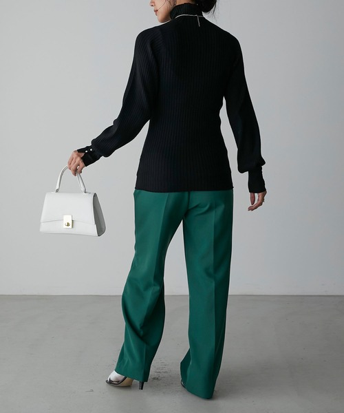 Anss.me（アンスミー）の「【Anss.me】【吸湿発熱】袖口パールボタンハイネックリブニットプルオーバー（ニット/セーター・レディース・バーガンディー/ブラック/アイボリー/チャコールグレー/モカ・FREE）」の19枚目の写真