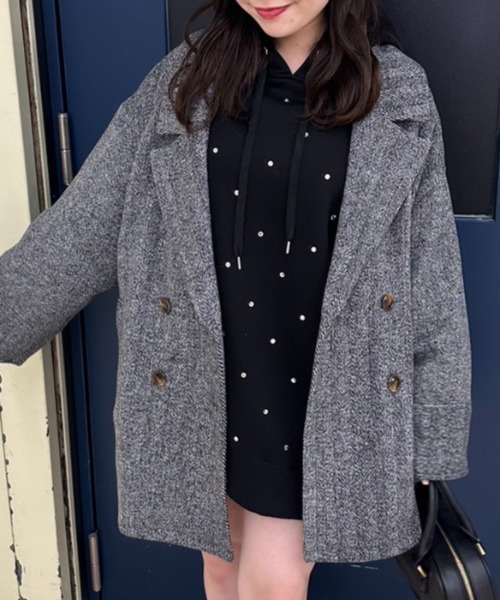 OLIVE des OLIVE（オリーブデオリーブ）の「コクーンコート　1032080040（その他アウター・レディース・グレー/アイボリー/ブラック・FREE）」の3枚目の写真