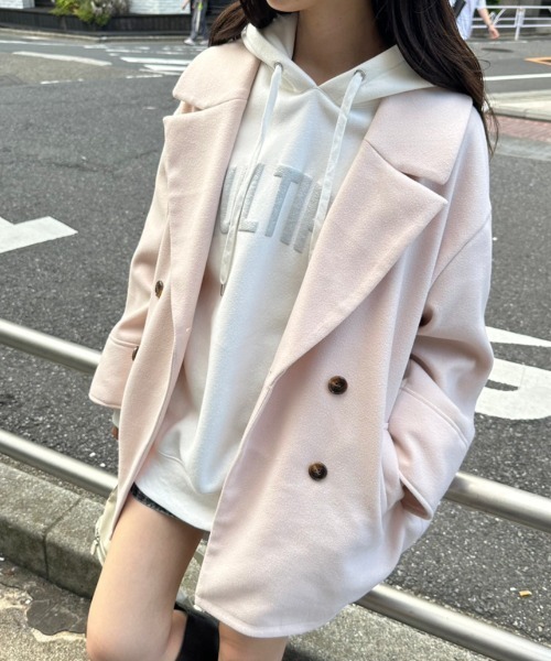 OLIVE des OLIVE（オリーブデオリーブ）の「コクーンコート　1032080040（その他アウター・レディース・グレー/アイボリー/ブラック・FREE）」の2枚目の写真