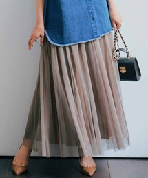 IEDIT | ＩＥＤＩＴ　プリーツデザインのチュールレイヤードスカート(スカート)