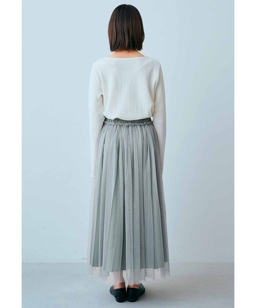 IEDIT（イディット）の「ＩＥＤＩＴ　プリーツデザインのチュールレイヤードスカート（スカート・レディース・ブラック/グレー系その他/グリーン系その他・LARGE/X-LARGE/XX-LARGE/MEDIUM）」の8枚目の写真