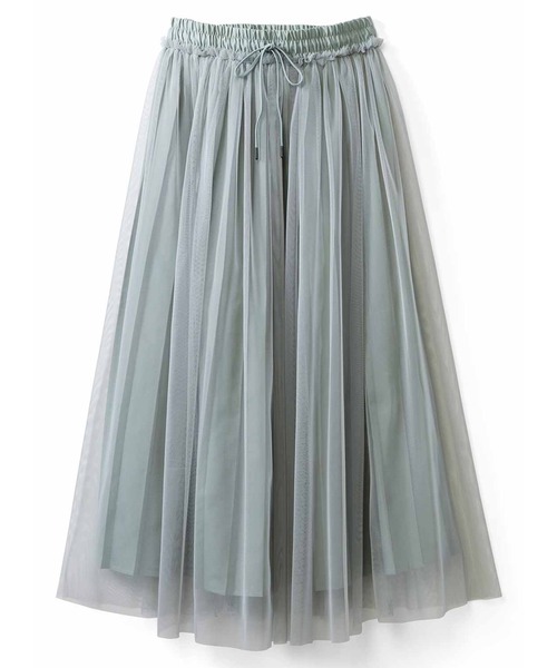 IEDIT（イディット）の「ＩＥＤＩＴ　プリーツデザインのチュールレイヤードスカート（スカート・レディース・ブラック/グレー系その他/グリーン系その他・LARGE/X-LARGE/XX-LARGE/MEDIUM）」の9枚目の写真