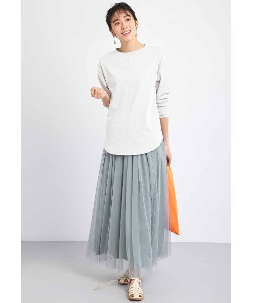 IEDIT（イディット）の「ＩＥＤＩＴ　プリーツデザインのチュールレイヤードスカート（スカート・レディース・ブラック/グレー系その他/グリーン系その他・LARGE/X-LARGE/XX-LARGE/MEDIUM）」の4枚目の写真