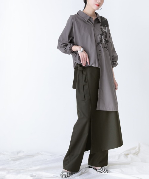 kOhAKU（コハク）の「【廃盤】『ラップ付きストレートワイドパンツ』（スラックス・レディース・ブラック/グレー・2/1）」の11枚目の写真