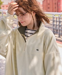 MONO-MART LADY'S | フリースワンポイント刺繍デザインハーフジッププルオーバー(スウェット)