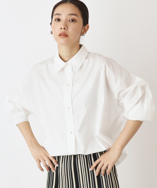 THE SHOP TK (ザ ショップ ティーケー )の「◆コクーンシルエットシャツ【手洗い可】(シャツ/ブラウス・レディース・ホワイト系/ブラック系2/ブルー系7・12/13)」の1枚目の写真