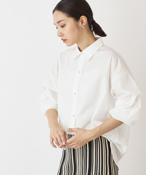 THE SHOP TK (ザ ショップ ティーケー )の「◆コクーンシルエットシャツ【手洗い可】(シャツ/ブラウス・レディース・ホワイト系/ブラック系2/ブルー系7・12/13)」の6枚目の写真