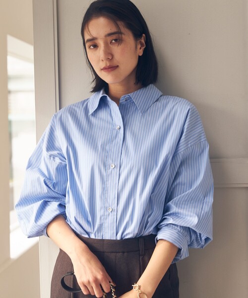 THE SHOP TK (ザ ショップ ティーケー )の「◆コクーンシルエットシャツ【手洗い可】(シャツ/ブラウス・レディース・ホワイト系/ブラック系2/ブルー系7・12/13)」の3枚目の写真