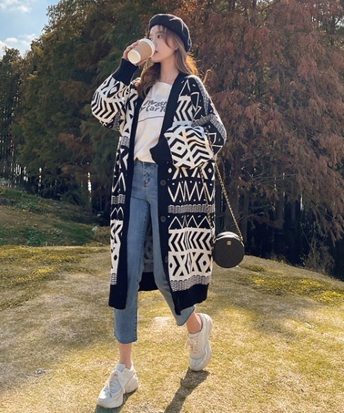 Mela（メラ）の「ノルディック柄ロングニットCD（カーディガン/ボレロ