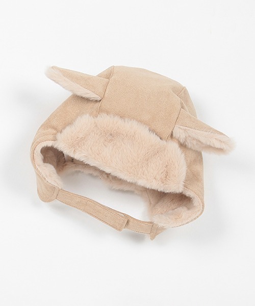 petit main（プティマイン）の「アニマルフライトキャップ（ニットキャップ/ビーニー・キッズ・ライトピンク/ベージュ/アイボリー・46cm/48cm）」の3枚目の写真